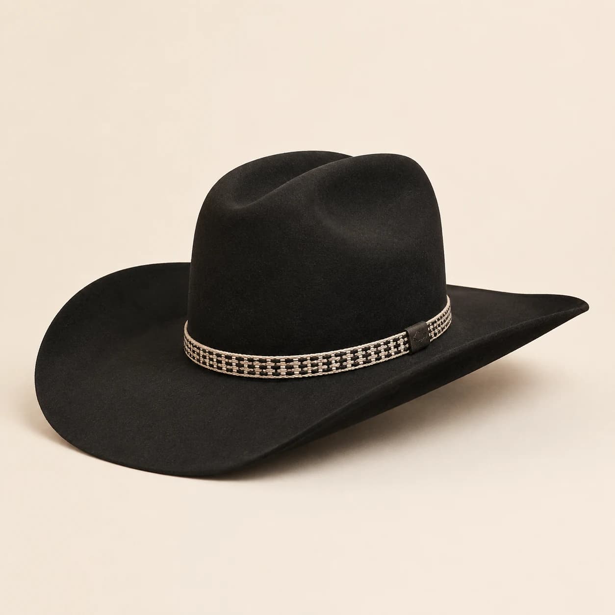 Simple black hat with non-sacred woven band